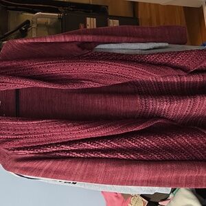 Burgundy Knit Duster Cardigan Lg/xl